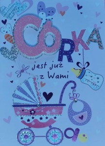 KARNET PRZESTRZENNY B6 NARODZINY DZIEWCZYNKA WÓZEK