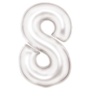 BALON FOLIOWY CYFRA 8 SATYNOWA BIAŁA 86CM