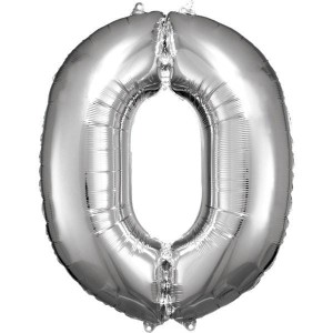 BALON FOLIOWY CYFRA 0 SREBRNA 70X86CM