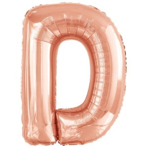 BALON FOLIOWY LITERA D RÓŻOWE ZŁOTO 62X86CM