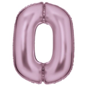 BALON FOLIOWY CYFRA 0 SATYNOWA PASTELOWY RÓŻ 86CM