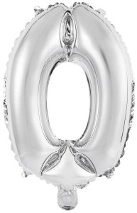 BALON FOLIOWY MINI CYFRA 0 SREBRNA 30,5X40CM