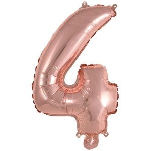 BALON FOLIOWY MINI CYFRA 4 RÓŻOWE ZŁOTO 32X40CM
