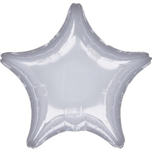 BALON FOLIOWY METALIK SREBRNY GWIAZDA LUZEM 48CM