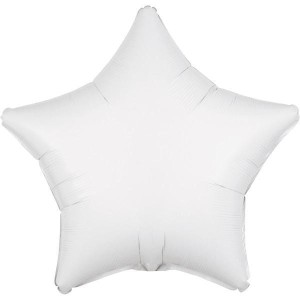 BALON FOLIOWY METALIK BIAŁY GWIAZDA LUZEM 48CM