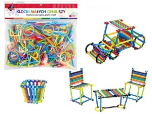 KLOCKI MAŁYCH GENIUSZY PATYKI - 436 ELEMENTÓW