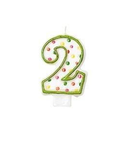 ŚWIECZKA CYFERKA 2 KROPKI 7,6CM