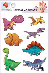 TATUAŻE ZMYWALNE DLA DZIECI DINOZAURY, ALL4KIDS