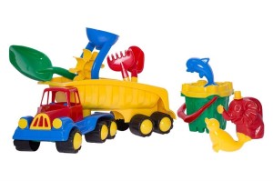 SAMOCHÓD Z NACZEPĄ Z WIADERKIEM ZAMEK