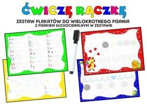 ĆWICZĘ RĄCZKĘ. ZESTAW PLAKATÓW Z PISAKIEM..