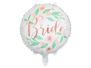 BALON FOLIOWY BRIDE KWIATY 45CM BIAŁY
