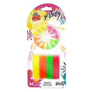 ŚWIECZKI URODZINOWE NEON SPIRALNE 6,5CM 24SZT