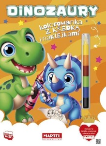 KOLOROWANKA DINOZAURY Z KREDKĄ I NAKLEJKAMI