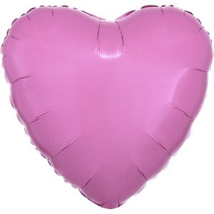 BALON FOLIOWY METALIK RÓŻOWY SERCE LUZEM 43CM