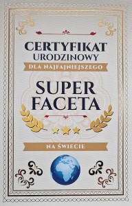 KARNET CERTYFIKAT URODZINOWY SUPER FACETA