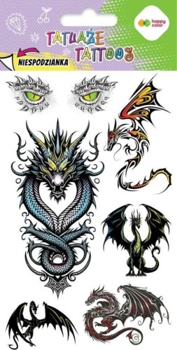 Tatuaże zmywalne Dragons HAPPY COLOR, GDD