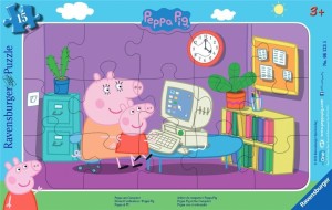 PUZZLE W RAMCE 15 ŚWINKA PEPPA, RAVENSBURGER