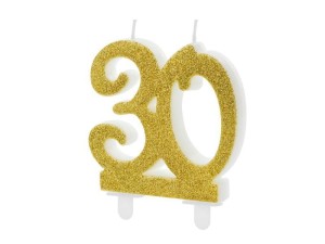 ŚWIECZKA URODZINOWA 30 ZŁOTA 7.5CM