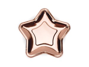 TALERZYKI GWIAZDKI RÓŻOWE ZŁOTO 18CM 6SZT