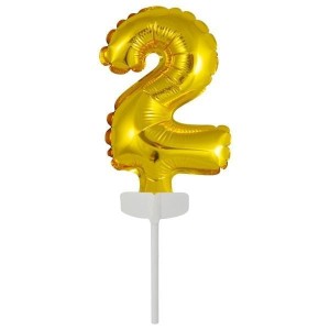 BALON FOLIOWY MINI CYFRA 2 ZŁOTA 8X12CM