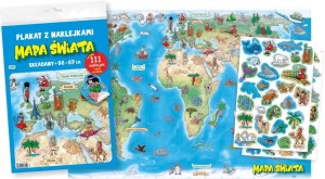 MAPA ŚWIATA. PLAKAT Z NAKLEJKAMI, PRACA ZBIOROWA