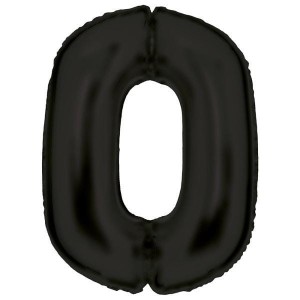 BALON FOLIOWY CYFRA 0 SATYNOWA CZARNA 86CM