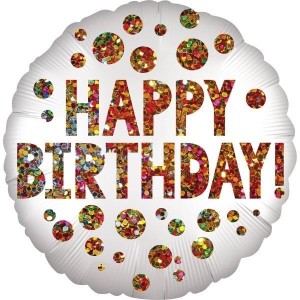 BALON FOLIOWY SATIN INFUSED BIRTHDAY SEQUINS 43CM