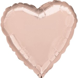 BALON FOLIOWY METALIK RÓŻOWE ZŁOTO SERCE 43CM