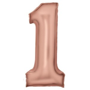 BALON FOLIOWY CYFRA 1 SATYNOWA RÓŻOWE ZŁOTO 86CM