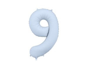 BALON FOLIOWY CYFRA 9 86CM MGLISTY NIEBIESKI