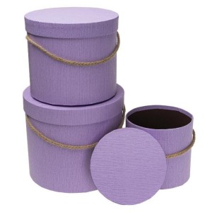 PUDEŁKO FLOWER BOX 3SZT PURPUROWY ROZETTE, ROZETTE