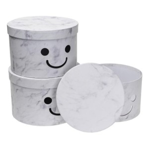 PUDEŁKO FLOWER BOX 3SZT SMILE BIAŁY ROZETTE