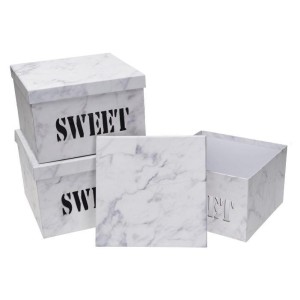 PUDEŁKO FLOWER BOX 3SZT SWEET BIAŁY ROZETTE