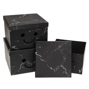 PUDEŁKO FLOWER BOX 3SZT SMILE CZARNY ROZETTE