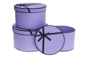 PUDEŁKO FLOWER BOX Z KOKARDĄ 3SZT PURPUR ROZETTE