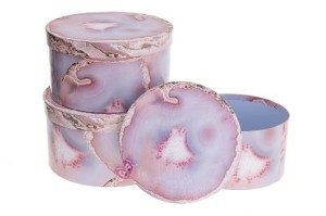 PUDEŁKO FLOWER BOX 3SZT RÓŻOWY ROZETTE, ROZETTE