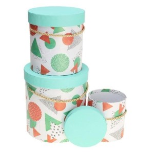 PUDEŁKO FLOWER BOX 3SZT ZIELONY ROZETTE, ROZETTE