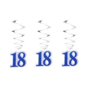 DEKORACJA URODZINOWA 18 NIEBIESKIE ŚWIDERKI 3SZT