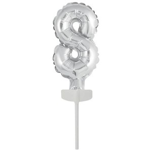 BALON FOLIOWY MINI CYFRA 8 SREBRNA 6,5X12CM