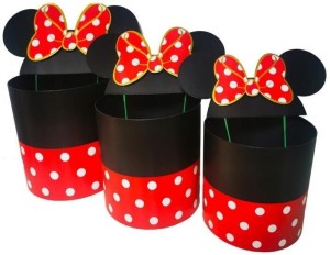 PUDEŁKO FLOWER BOX 3SZT OKRĄGŁE MICKY CZERW ROZETT