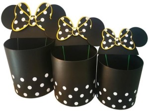 PUDEŁKO FLOWER BOX 3SZT OKRĄGŁE MICKY CZARNE
