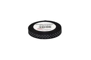 WSTĄŻKA SATYNOWA W KROPKI CZARNA 12MMX22M