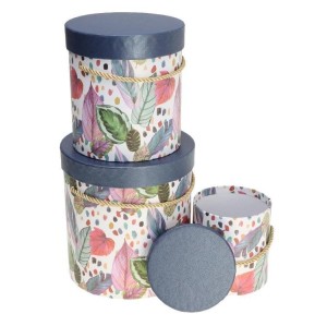 PUDEŁKO FLOWER BOX 3SZT NIEBIESKI ROZETTE, ROZETTE