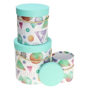 PUDEŁKO FLOWER BOX 3SZT ZIELONY ROZETTE, ROZETTE
