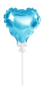 BALON FOLIOWY NA PATYCZKU SERCE NIEBIESKI