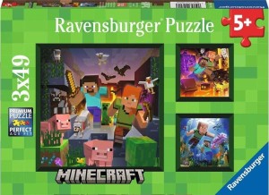 PUZZLE DLA DZIECI 3X49 MINECRAFT, RAVENSBURGER