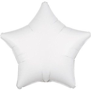 BALON FOLIOWY METALIK BIAŁY GWIAZDA 48CM
