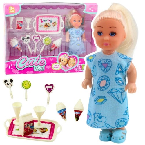 Mini laleczka z akcesoriami lodziarnia, Leantoys