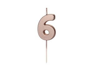 ŚWIECZKA URODZINOWA 6 RÓŻOWE ZŁOTO 4.5CM