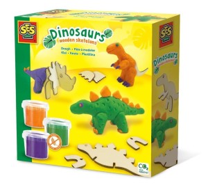 CIASTO MASA DREWNIANE DINOZAURY, SES